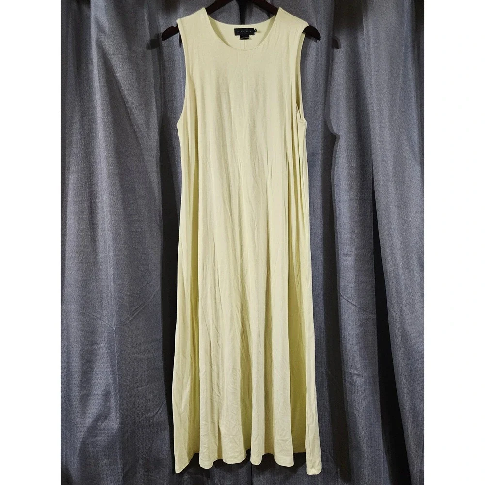 Hatch Maternity Sleeveless Maxi Dress‎ Pale Yellow Jersey Knit Crew Neck Size 4
